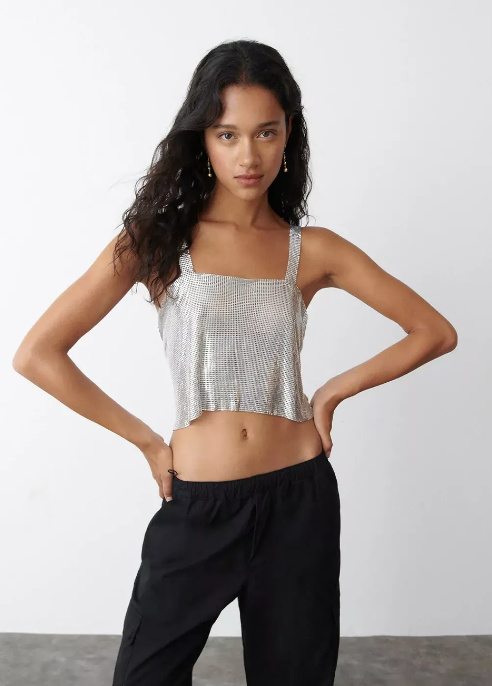 Top Malla Metalica Plata-Brownie Spain Hot
