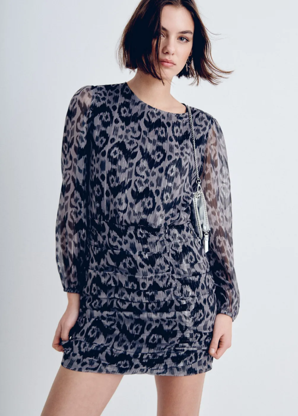 Vestido Drapeado Estampado Ikat-Brownie Spain New