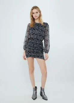 Vestido Drapeado Estampado Ikat-Brownie Spain New